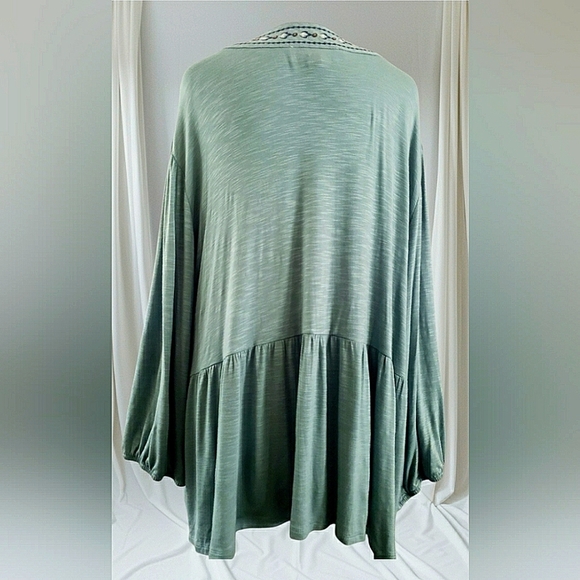 Boho 3XL Floral Knit Embroidered Pullover Babydoll Cottagecore Tunic Top New - Picture 4 of 10